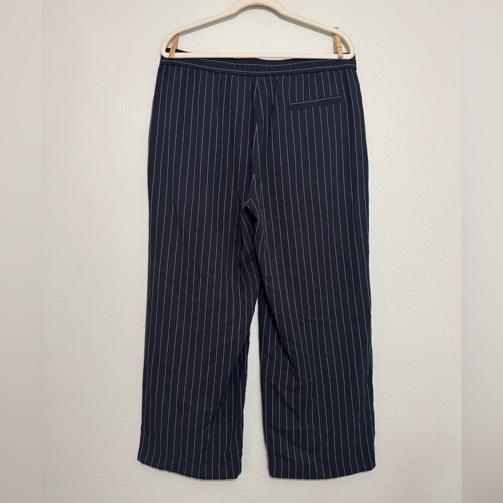 Eileen Fisher Tencel Wide Leg Pant in Indigo Pin Stripe - Medium - Picture 4 of 6
